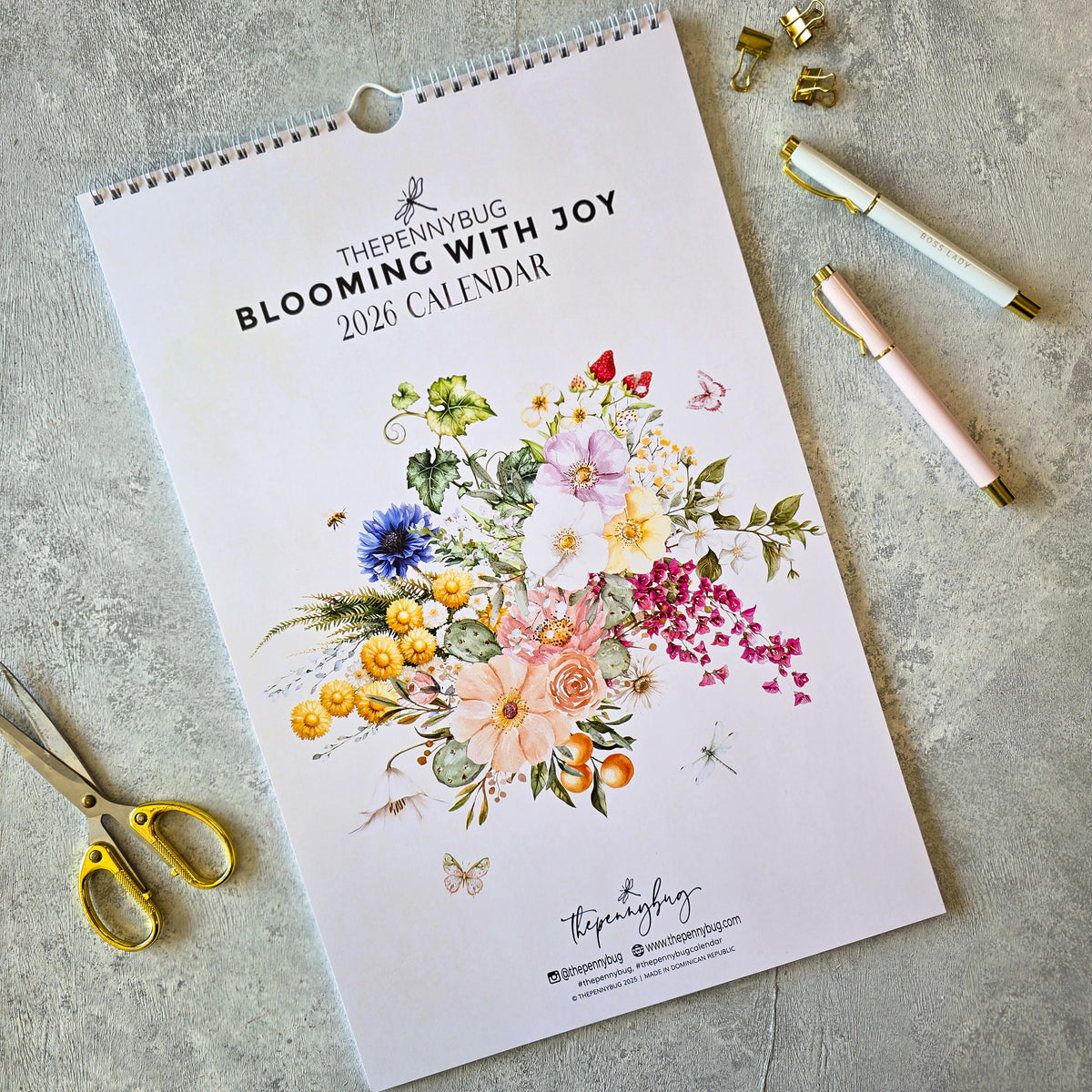 Thepennybug 2026 Wall Calendar - Blooming with Joy